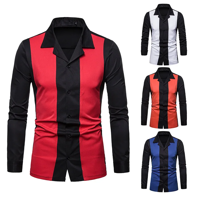 

Shirt men, men's casual shirts, men's color matching shirts, lapel size shirts, business long sleeve shirts, men's shirts