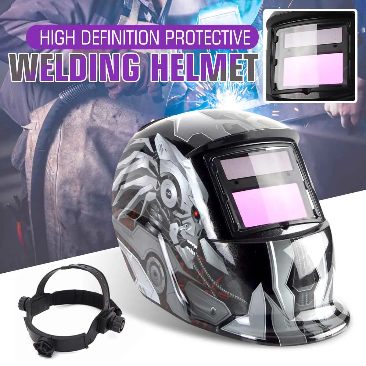 

Solar Auto Darkening Electric Welding Helmet Adjustable Range 4/9-13 MIG ARC Mask Len for Welding Machine Welder Protective Gear