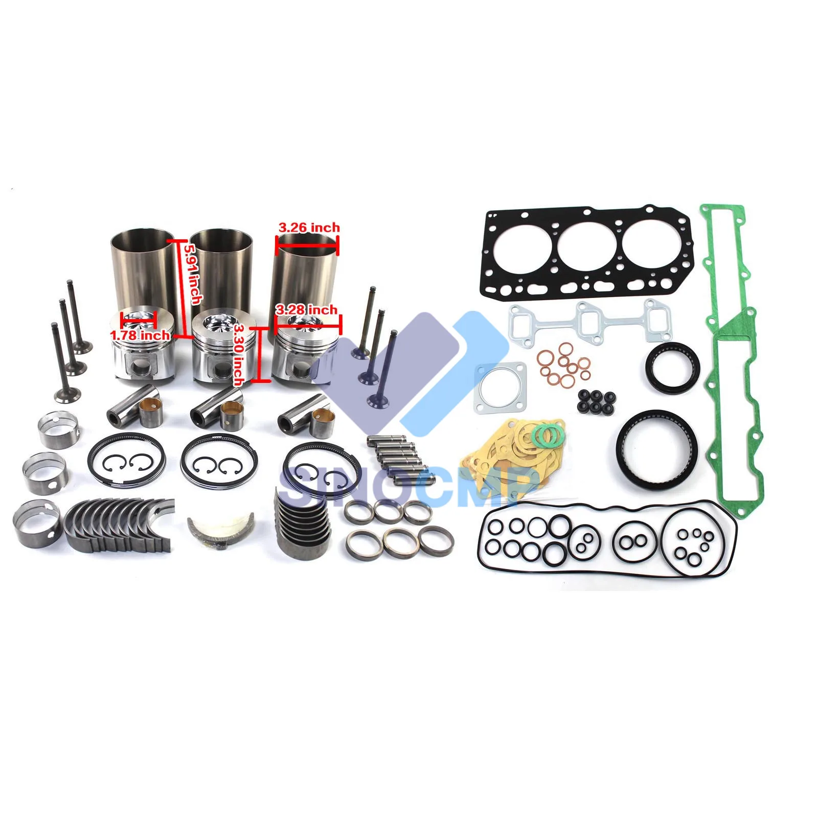 3TNV82A Overhaul Rebuld Kt For Yanmar Engne Repar Pston Rng