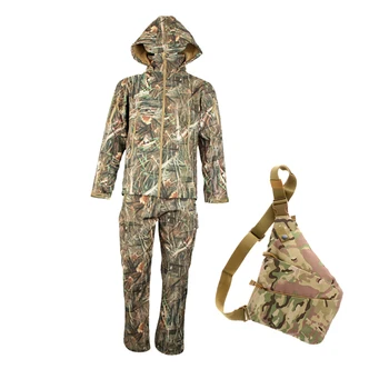 

Hunting Jackets Waterproof Camouflage Hoodie & Pants& Bag Suit for Unisex Men Women