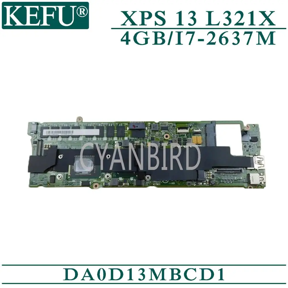 KEFU DA0D13MBCD1 оригинальная материнская плата для ноутбука Dell XPS 13 L321X с 4GB-RAM I7-2637M |