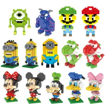 

Disney Cartoon Series Assembling Micro Building Blocks Diy Model Mickey Minnie Duck Action Figures Educational Toys for Kids