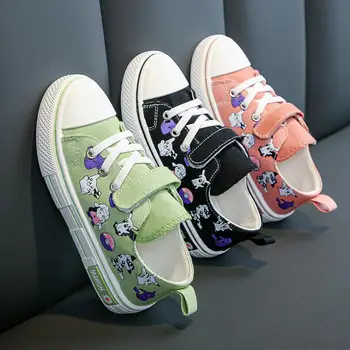 

Girls Fashion Children Canvas Shoes Lovely Pikachu Printed Pattern Low-Top Girls Black Pink Girl Sneakers Star Rainbow