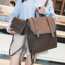 Модный комплект из 2 предметов, женский кожаный рюкзак, школьные рюкзаки для девочек в консервативном стиле, винтажные сумки на плечо, Sac A Dos Mochila