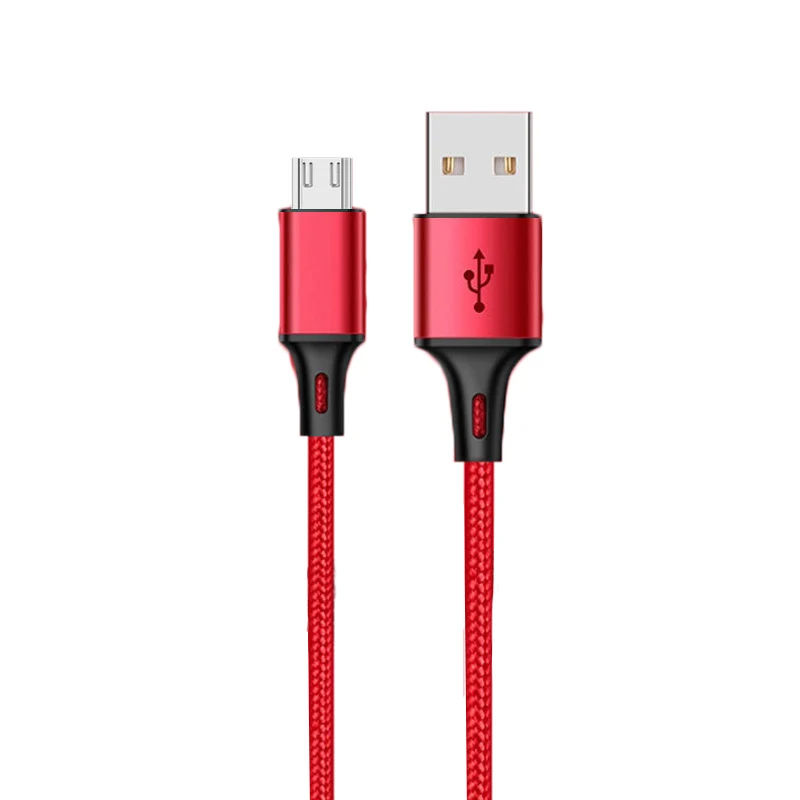 Oppselve Micro USB кабель 2.4A нейлон Быстрая зарядка USB зарядное устройство кабель мобильного телефона зарядный кабель для samsung LG huawei - Цвет: Red