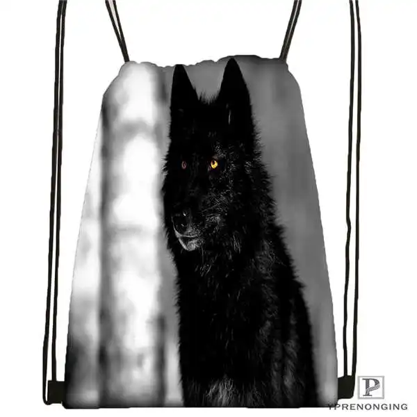 Custom wolf_moon_by_kyghost@ 03-походная сумка на шнурке милый рюкзак для детей(черная спинка) 31x40 см#180611-03-107