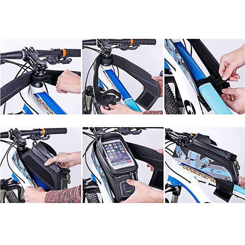 Discount ROCKBROS MTB Road Bike Bag Rainproof Touch Screen Bicycle Top Front Tube Frame Bag 5.8/6.0 Inch Phone Case Cycling Accessories 5