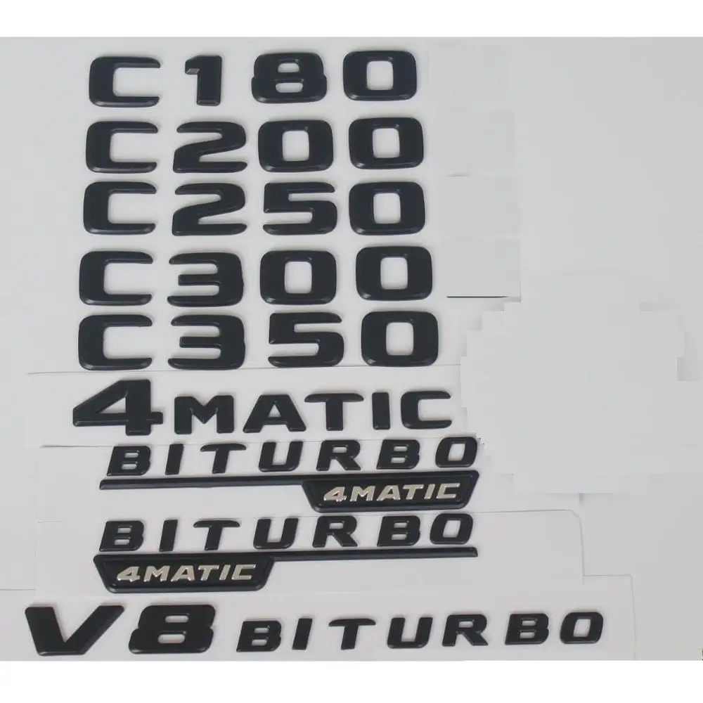 

For Mercedes Benz Black C180 C200 C220 C230 C240 C250 C260 C280 C300 C320 C340 C350 C400 C500 Emblem V8 BITURBO 4MATIC Emblems