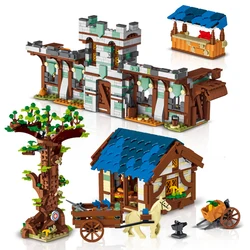 Lige – moulin à vent rétro avec vue sur la rue, marché de ville médiéval, ville de smith, maison, blocs de construction, modèle, briques, cadeau pour enfants, 50101 