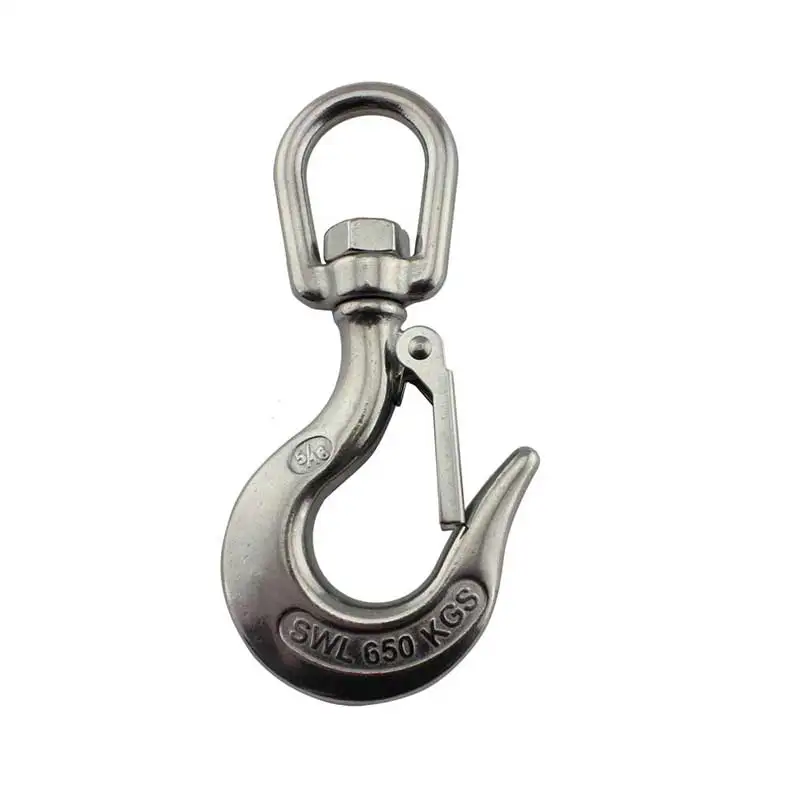 304 Stainless Steel Large Eye Lifting Cargo Snap Hooks Crane Hook with Safety Boats and Yacht of 150Kg 350Kg 600KG 1000kg 1500kg