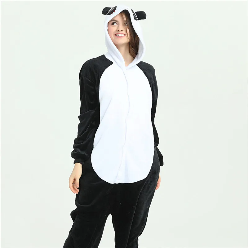 panda Зеленые пижамы для дома с трицератопами, женские пижамы с кигуруми Единорог, фланелевые пижамы с животными, зимние пижамы с единорогом, пижамы для сна - Цвет: panda