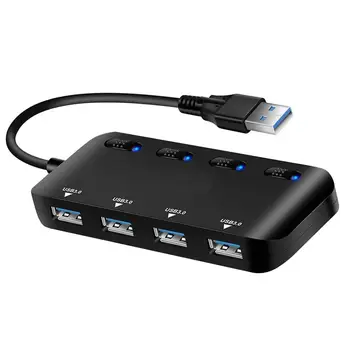 

4-Port USB 3.0 Hub Current Protection Data Splitter Expansion Desktop Laptop Adapter whit LED indicator , USB 3.0 & Type-c