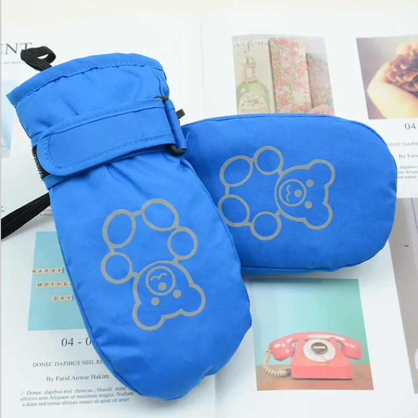 Blue bear Новая Брендовая детская рукавица для детей 1-8 лет, зимние детские перчатки, теплые уличные перчатки для мальчиков и девочек, водонепроницаемые и ветрозащитные - Цвет: Blue bear