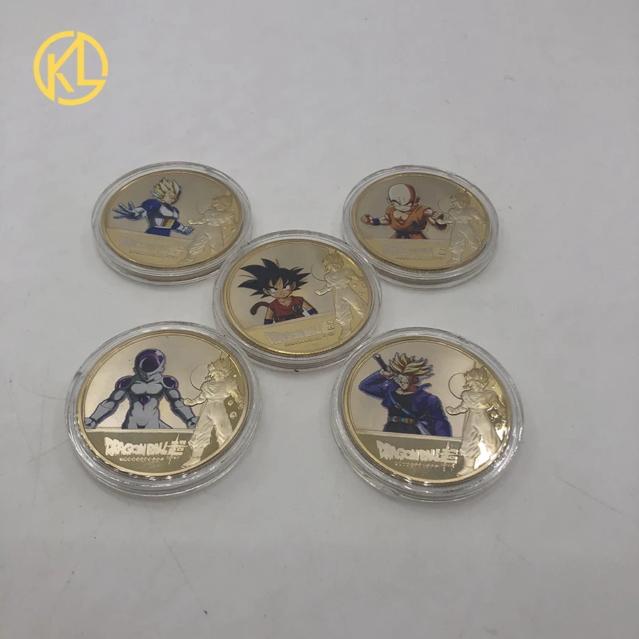 Coin 5pcs Горячая Распродажа Dragon Ball Z Sun Wukong позолоченные монеты золотые банкноты коллекционные вещи с красивой подарочной коробкой - Цвет: Coin 5pcs