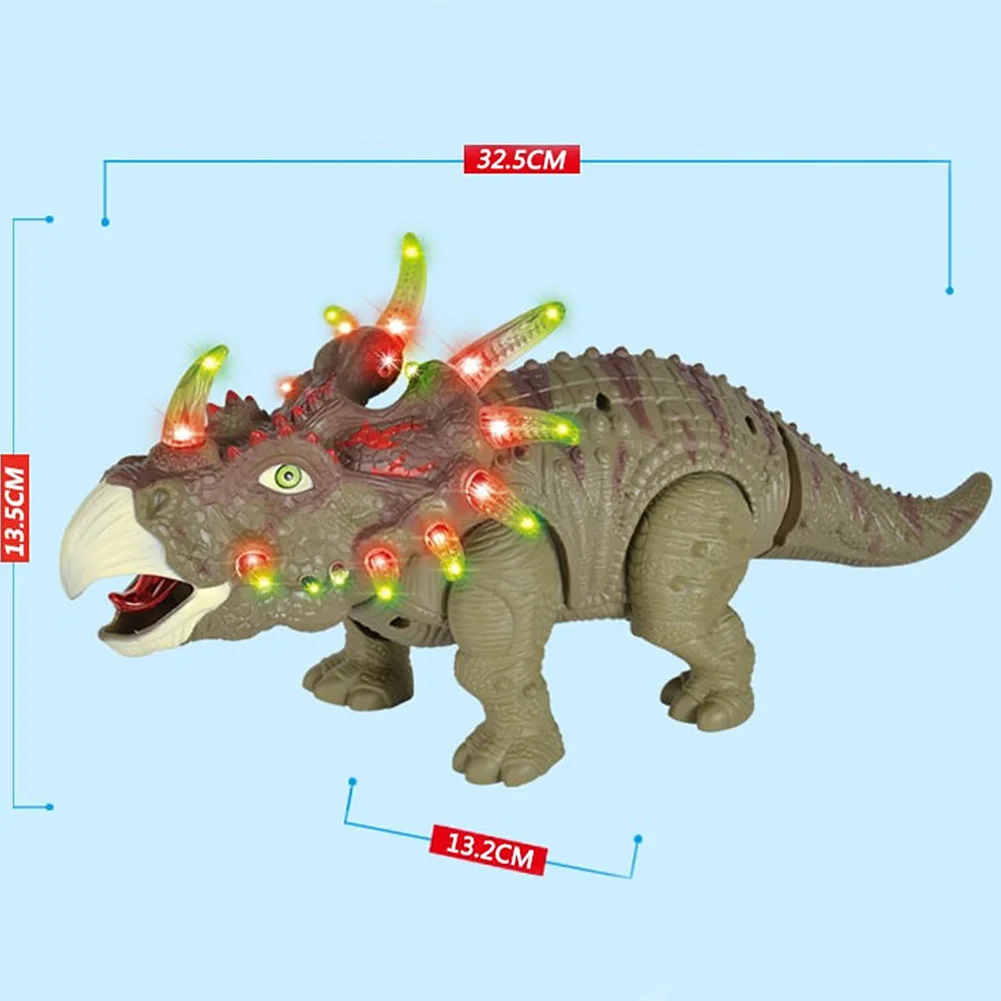 Интерактивная фигурка Динозавра Игрушка Дети Электрический дракон Пластиковые игры подарок модель трицератопса огни ходьба реальное движение