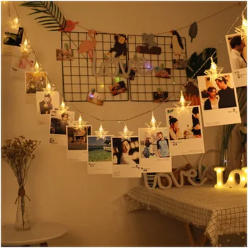 

10/20/40 LED Christmas Lights Led Stars Garlands Card Photo Clip String Lights Battery Operated Light Strings Twinkle Decorative