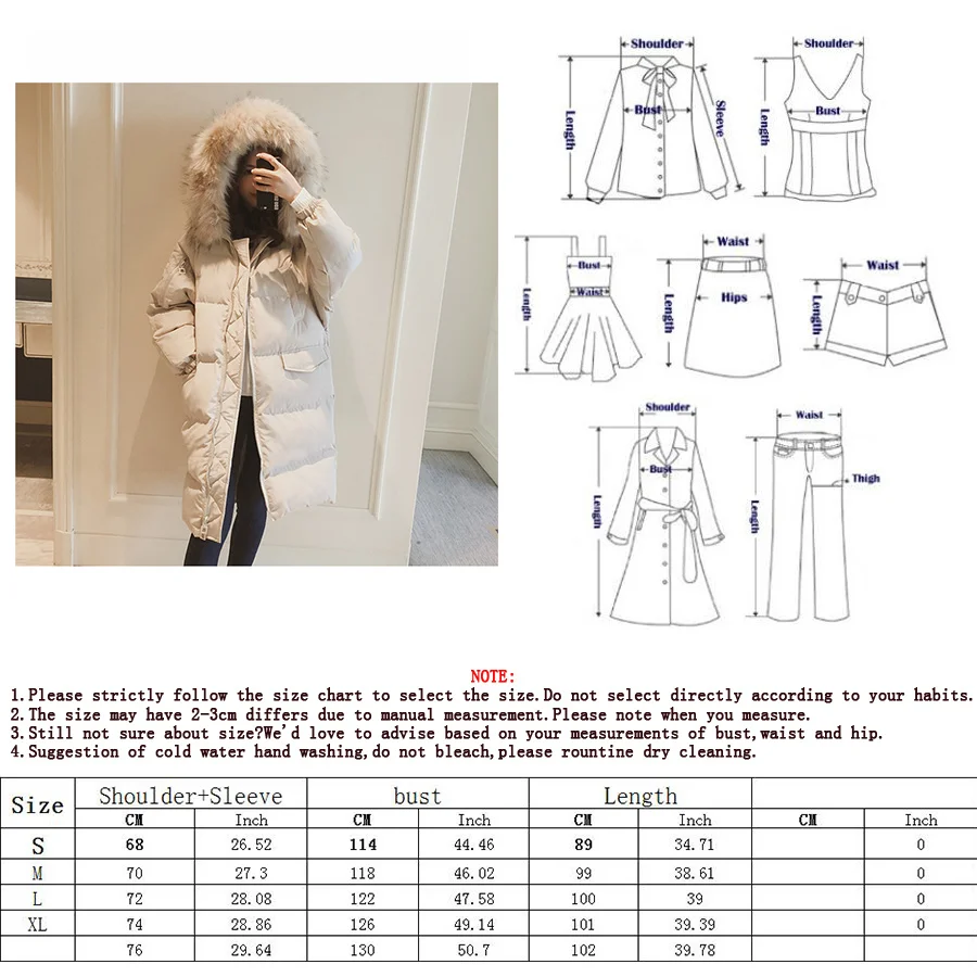 Winter Korean Cotton Jacket Female Harajuku Hooded Fur Collar Long Sleeve Coat Woman Warm Plus Size Slim Long Jacket Ladies