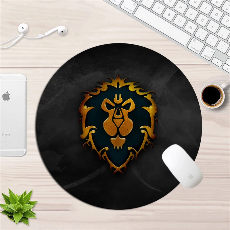22x22 см Круглый Мир Warcraft игровой коврик для мыши геймер маленький размер резиновый Horde Alliance коврик для мыши запирающийся край коврик для рабочего стола - Цвет: Синий