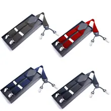 Для мужчин и женщин, 4 зажима, рубашка для отдыха, 3,5 см, брюки для брюк, с зажимом, Y-Back, подтяжки из искусственной кожи, эластичный сплав, металлическая головка, регулируемые подтяжки