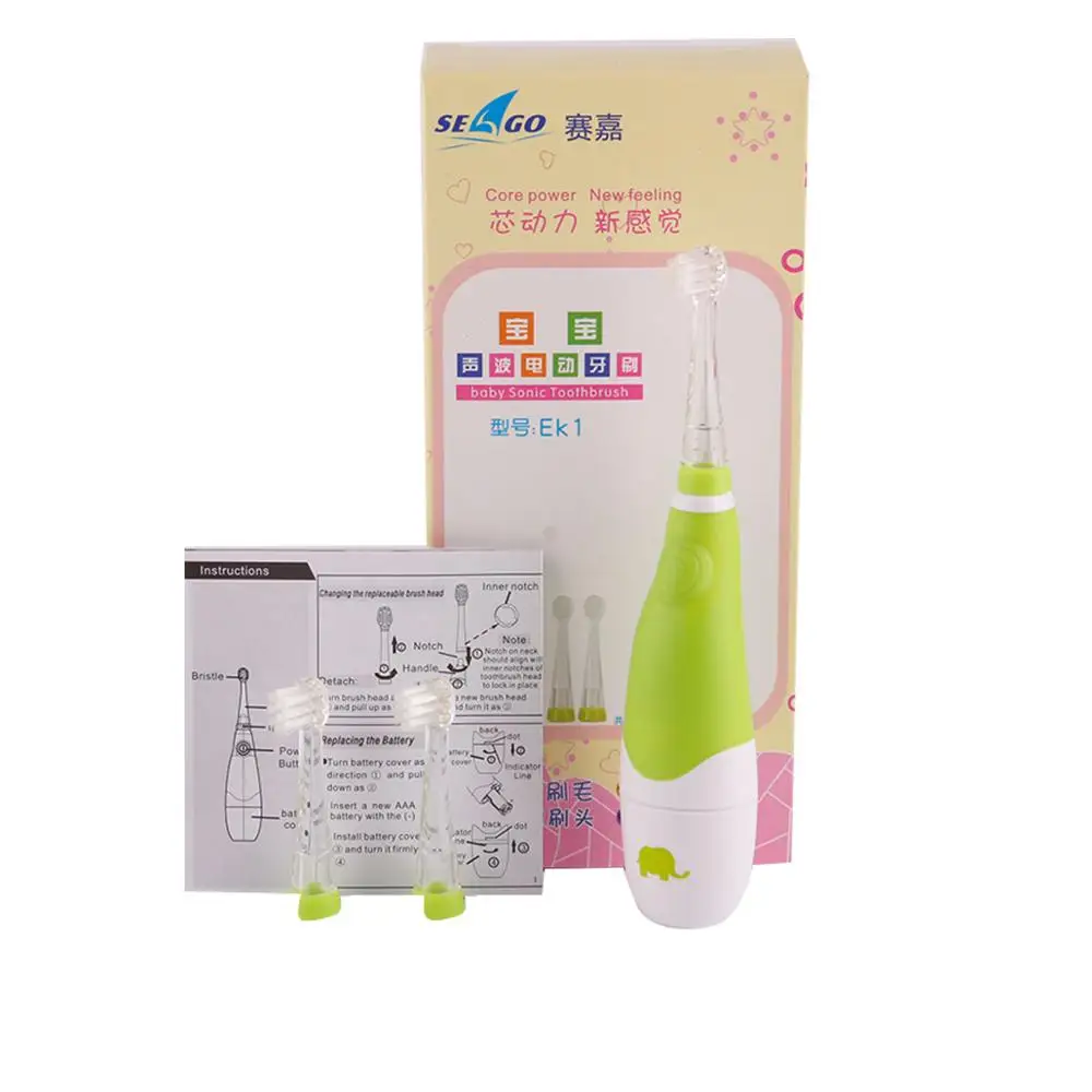 green toothbrush SG-902 профессиональная звуковая электрическая зубная щетка Seago для детей и малышей, интеллектуальная вибрация, светодиодный светильник с умным напоминанием для детей - Цвет: green toothbrush