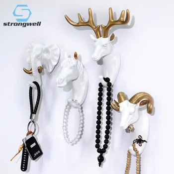

Strongwell Nordic Simple Animal Head Seamless Door Hook American Coat Hook Deer Head Key Hook Home Wall Decoration Hanger