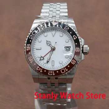 

Sapphire Bliger 40mm White Sterile Dial Ceramic Bezel Luminous Marks GMT Function Jubilee Automatic Mechanical Men's Watches