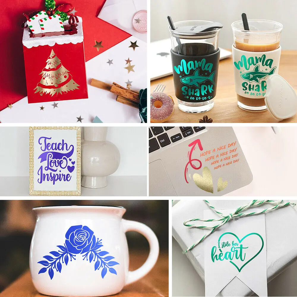 Matte Adhesive Craft Vinyl Permanent Cutting Vinyl Sheet Works with cut and Other Cutters Window Cup Decor DIY Holiday Cards