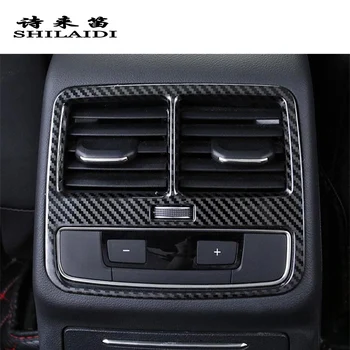 

Car styling Carbon fiber Rear air conditioning vent outlet decoration Covers stickers For Audi A4 B9 Interior Auto Accessories