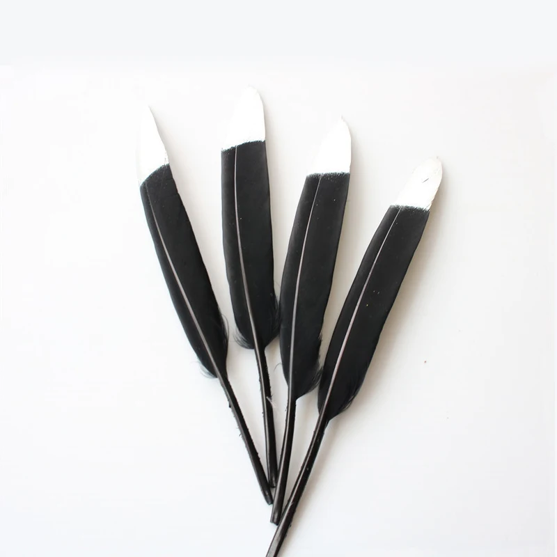 black-silver 10 шт./пакет позолоченные ПЕРЬЯ 5-7 дюймов для украшения рождественской и свадебной вечеринки и DIY принадлежности для рукоделия - Цвет: black-silver