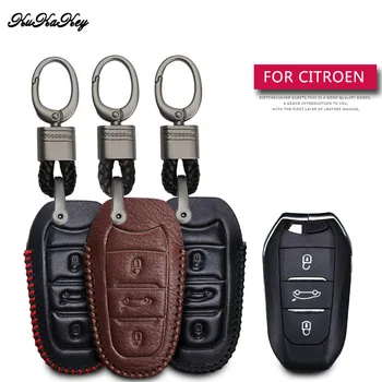 

Leather Car Key Case Cover Protection Shell Skin For Citroen C5 C6 C4L C3XR DS 3 4 5 7 Car Keyring Keychain