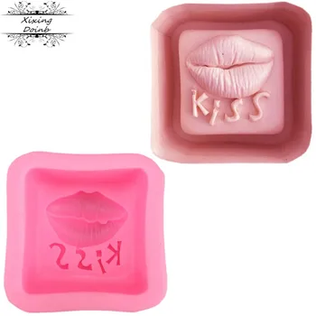 

1Pcs Lips kiss silicone molds for plaster, fondant cake molds soap chocolate mould for the Kitchen Baking Accessories