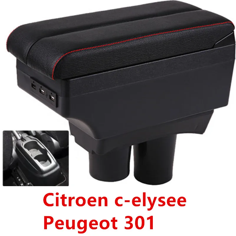 For Citroen c-elysee/ Peugeot 301 armrest central Store content Storage box with cup holder ashtray accessories 2012