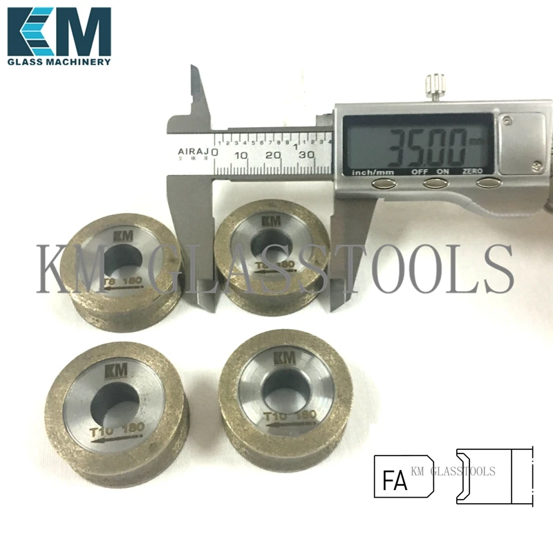 Size:35x12xFA3-24mm(For thickness 3-24mm glass)Peripheral Daimond wheels Flat edge wiht arris,For Hand glass grinding machine.