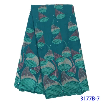 

Green Swiss Lace Fabric 2019 Latest Embroidery African Cotton Lace Fabric Swiss Voile Lace Material For Dress QF3077B-6