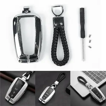 

Car Key Case Storage Portable For 2019 Toyota RAV4 zinc alloy Car Auto Accessories silver Key Shell Storage Bag Protector