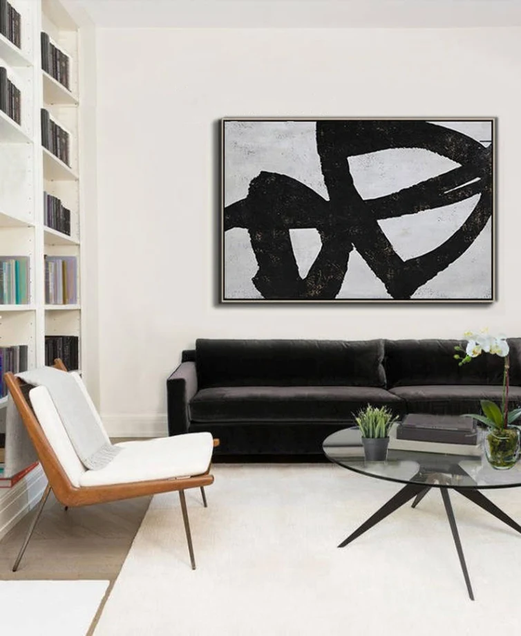 

Minimalist Painting Modern Art Black And White Home Decor Wall Art Large Painting Contemporary Painting Large Canvas Wall Art