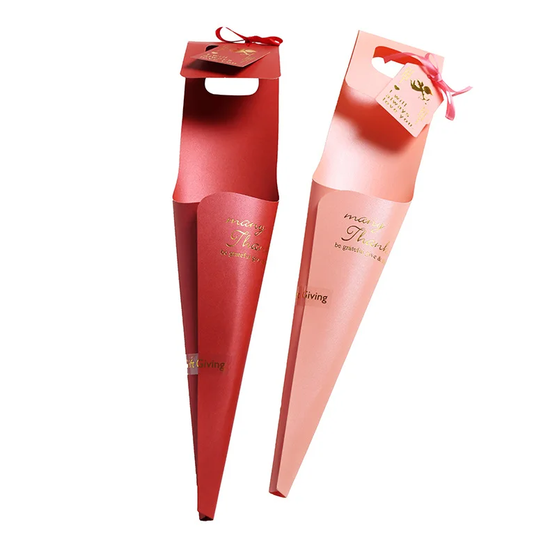 5pcs Single Rose Flower Wrapping gift box Bouquet Floral Packaging Material Handmade DIY Flower Boxes with Ribbons and Cards