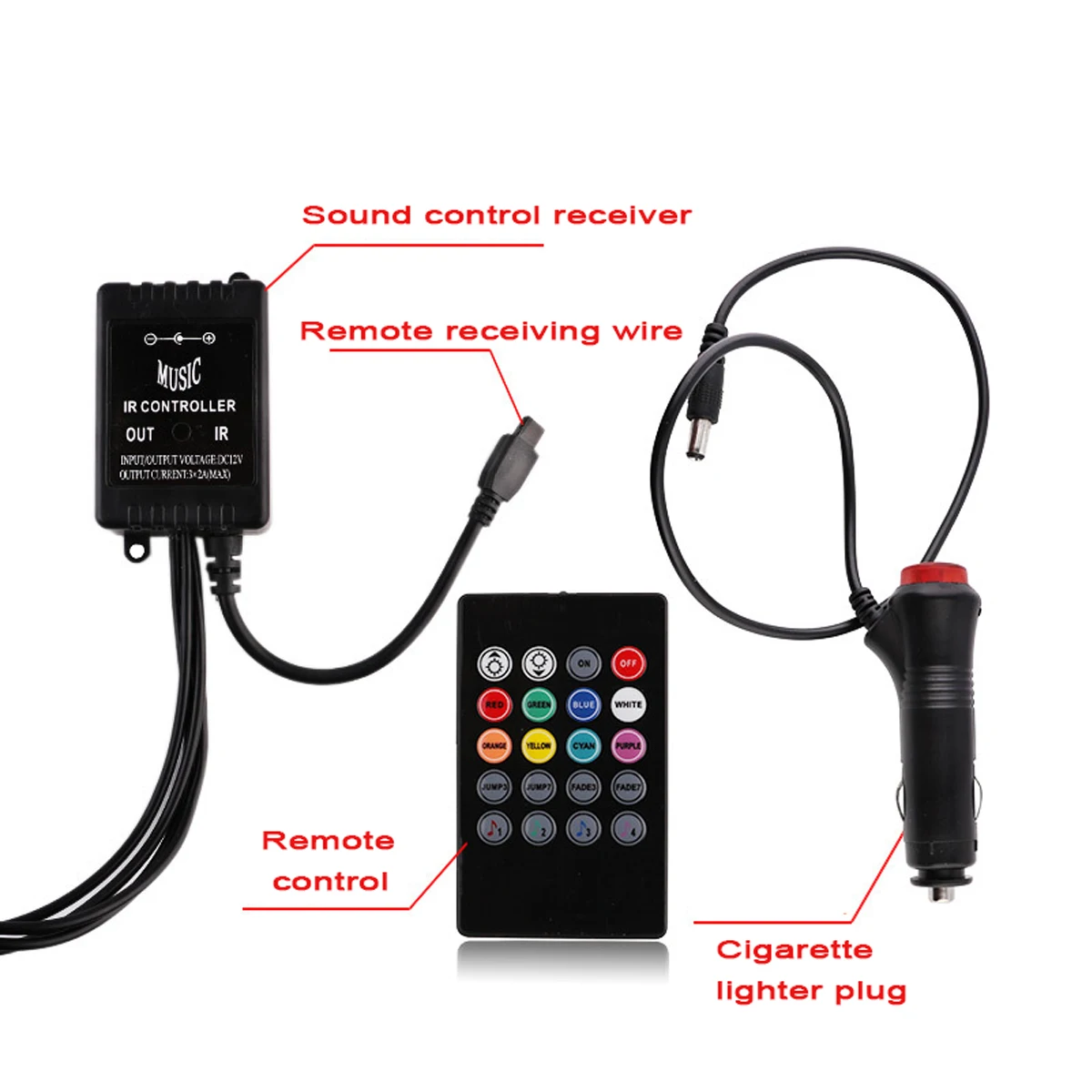 4x12LED автомобильный светильник для ног с USB беспроводной Дистанционное управление музыкой несколько режимов автомобильный интерьерный декоративный светильник s