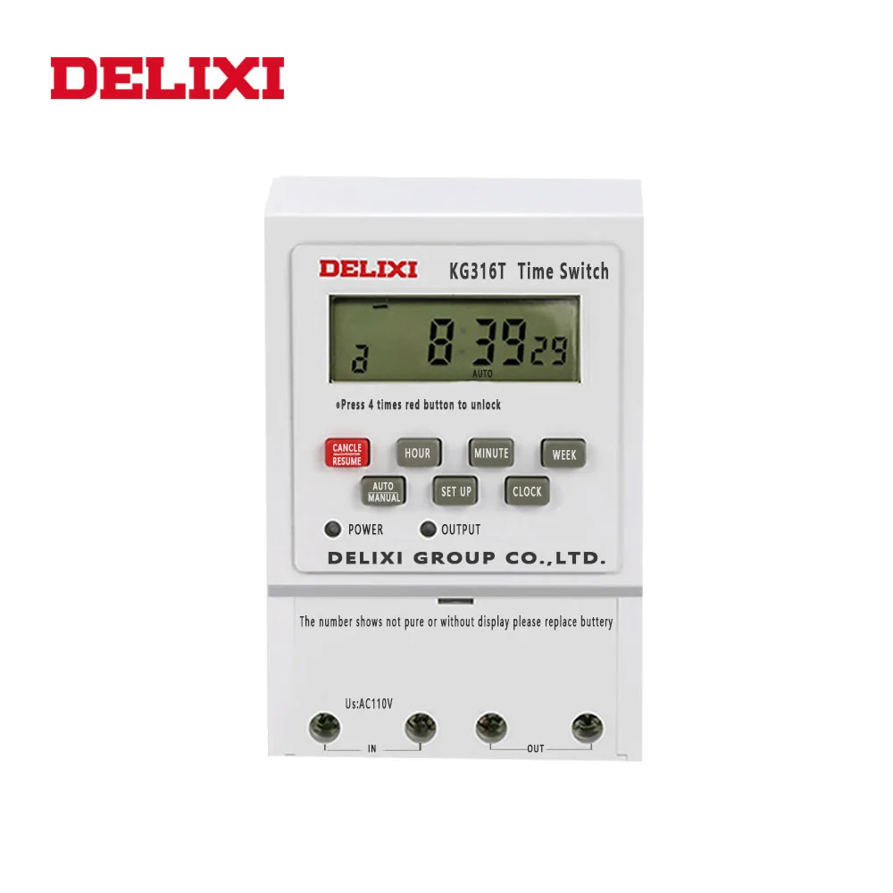 

DELIXI Timer switch Relay AC 110V Programmable Timer control Electronic Weekly 7 Days Digital LCD Power for water pump