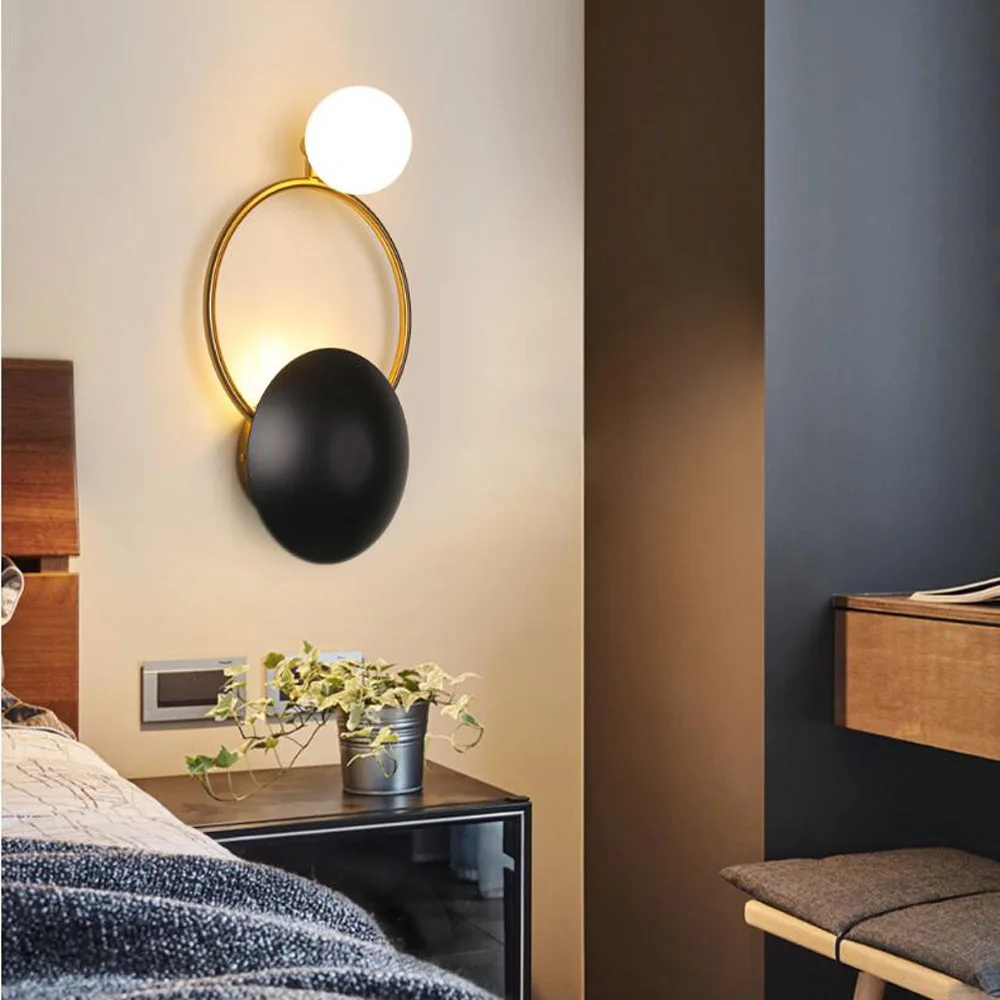 wall lamp post-modern Wall Light Led Wrought iron bed lamp livingroom corridor bedroom building indoor restaurant decoration