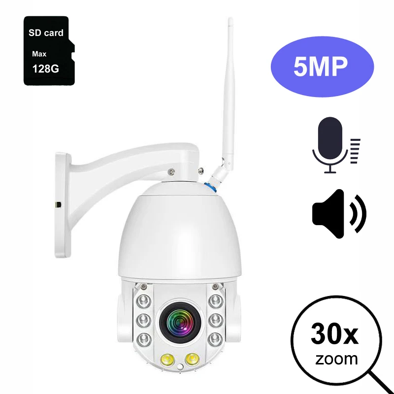 

1080P 3MP 5MP two way talk Outdoor wireless PTZ IP Camera Intercom Wifi Camera Speed Dome Camera WiFi IP PTZ camera 30X Zoom