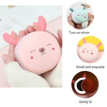 

2021 New Cartoon Winter Mini Hand Warmer Portable USB Rechargeable Bunny Fawn Power Bank Double Sided Quick Heating