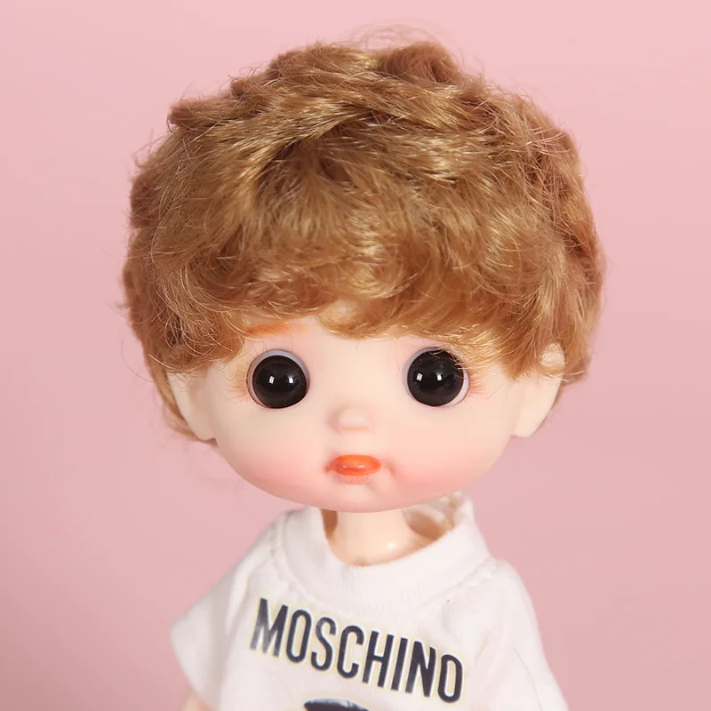 BJD doll wig 1/8 MSD YOSD DD  wig pink Golden white  Bangs Ponytail Long Curly Hair BOBO Short Hair  Straight hair Wigs for doll 15