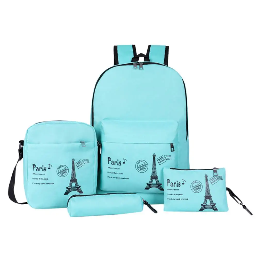 

4Pcs Set Fashion Men Women Backpack Simple Nylon Backpack School Bags Teenage High Quality Travel Backpacks Shoulder Bag Pen Bag