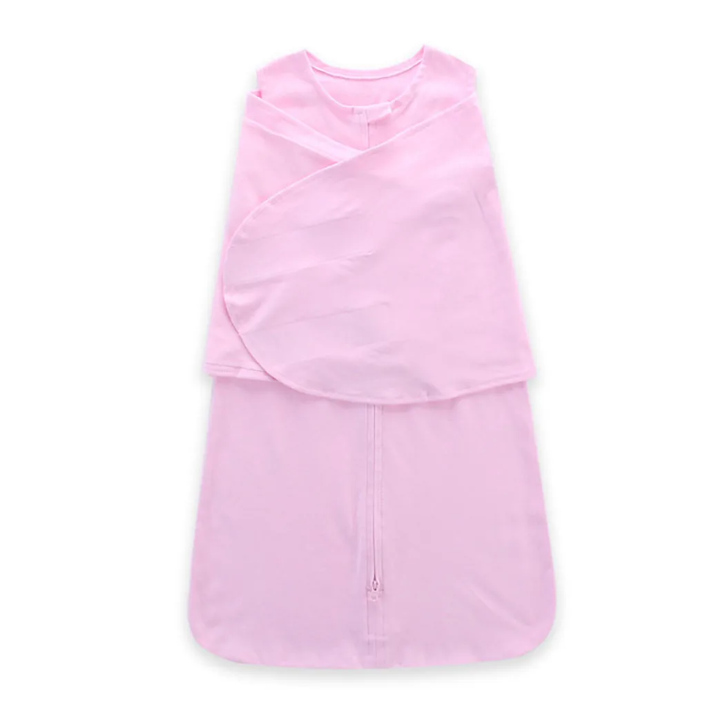Adjustable Baby Newborn Solid Sleeping Bag Swaddle Sack Wrap Wearable Infant Blanket Stroller Wrap Toddler Blanket Sleeping Bags - Цвет: Розовый