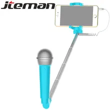 Селфи Универсальный palo selfi para movil Ручной мини селфи микрофон с сабвуфером uitschuifbare stok селфи палка селфи держатель