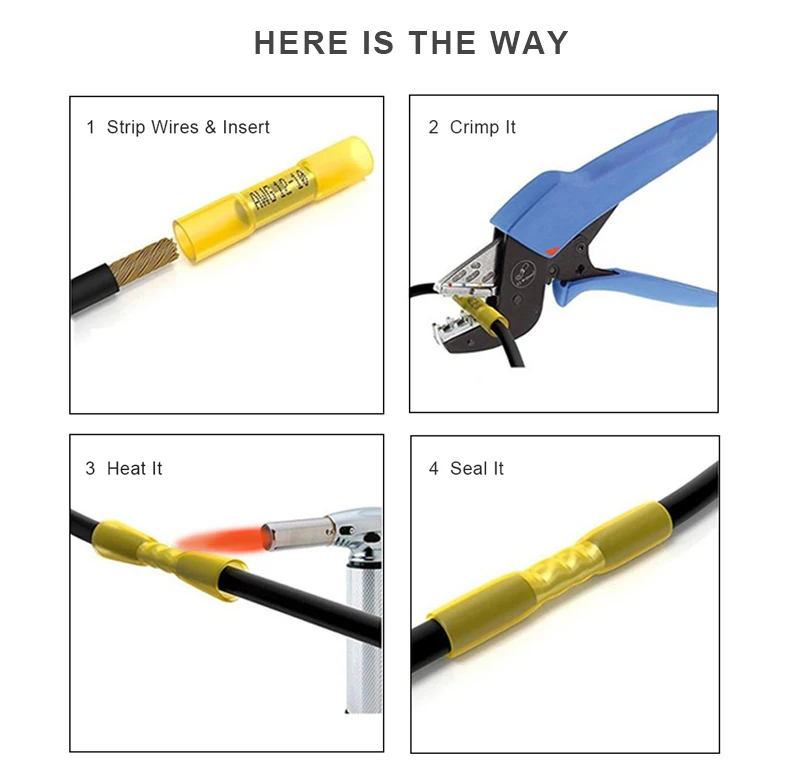 Изолированная термоусадочная муфта AWG 22-18 AWG 16-14 AWG 12-10 стыковое соединение электрические провода Разъемы Кабель обжимные клеммы