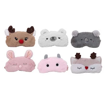 

1PC Cute Animal Eye Cover Sleeping Mask Eyepatch Bandage Blindfold Christmas Deer Winter Cartoon Nap Eye Shade Plush Face Mask