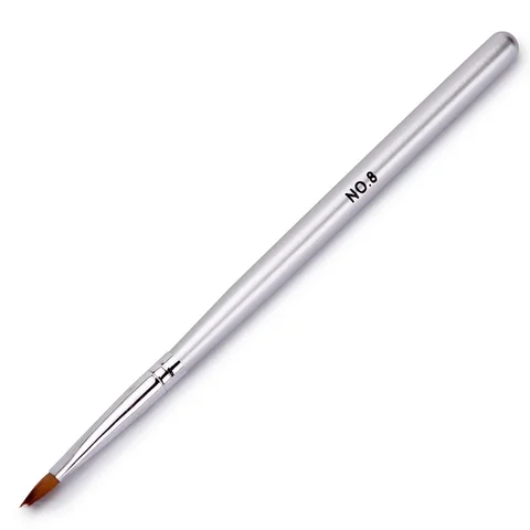 French Tip Nail Brush Silver Black Handle Half Moon Shape Acrylic Painting Drawing Pen  Nail Art Tool Nail Art Brush