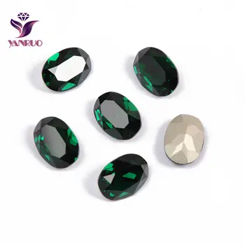 

YANRUO 4120 Oval Emerald Fancy Glass Beads Diamond Sewing Rhinestones Glass DIY Base Ornaments Claw Setting